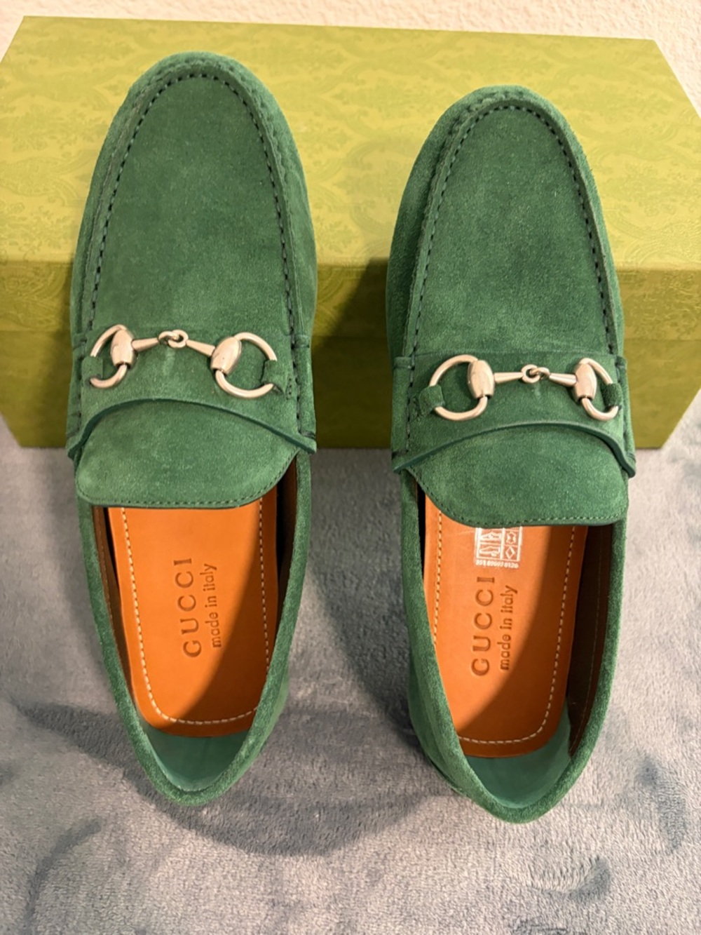 Brand New Men’s Gucci Driver Horsebit Suede Vintage Green Sz 6 (US 6.5) - Picture 7 of 8